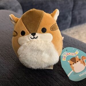 Squishmallows Brown and White Chipmunk Plush “Melzie”.